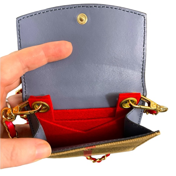 Burberry Small Snap Wallet With Red and Gold Crossbody Chain and Red Insert - Picture 16 of 16